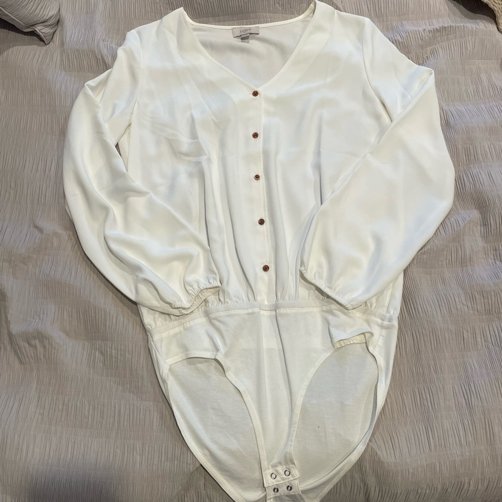 LOFT White Blouse Bodysuit